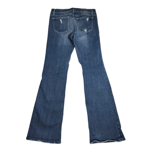 Vigoss JR Women’s Jeans Size 5 Blue Bootcut Distressed Lowrise Faded Whiskering - Picture 3 of 8